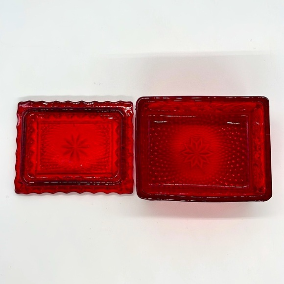 Indiana Glass Ruby Red Amberina Glass Trinket Box - Picture 5 of 12